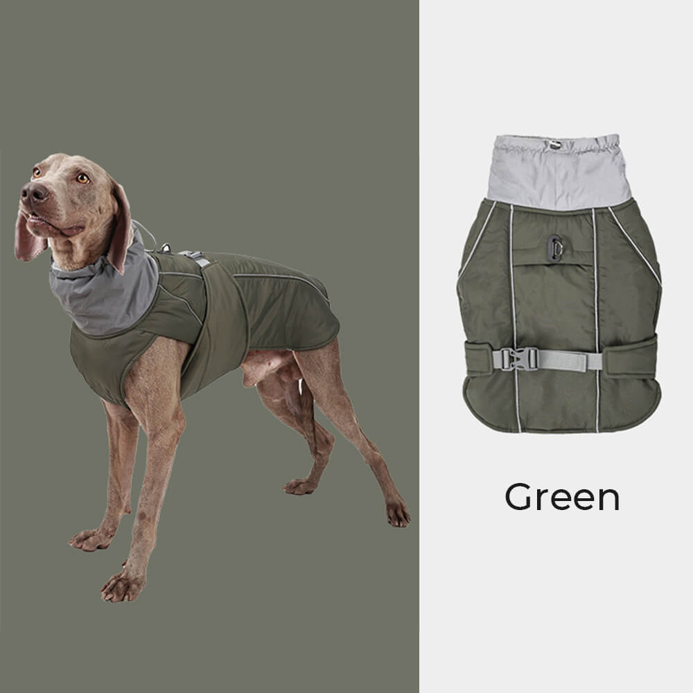 Wasserdichte, warme, reflektierende Hundejacke mit hohem Kragen