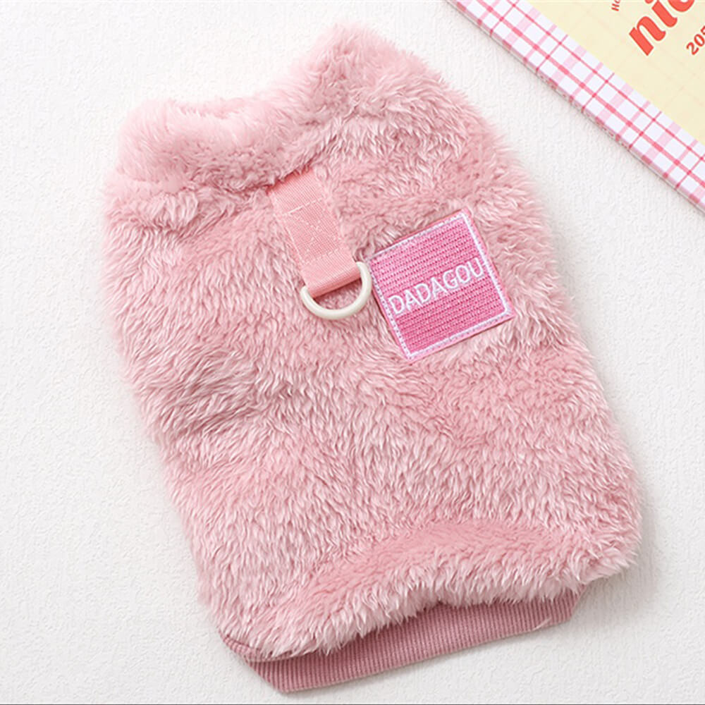 Comfortable and Stylish Fuzzy Dog Vest - Perfect for Winter Walks