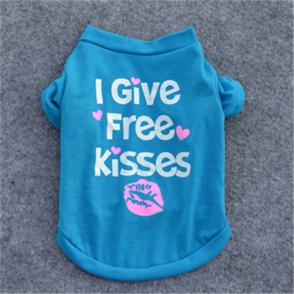 "I Give Free Kisses" Dog T-Shirt - Fun and Playful Pet Apparel