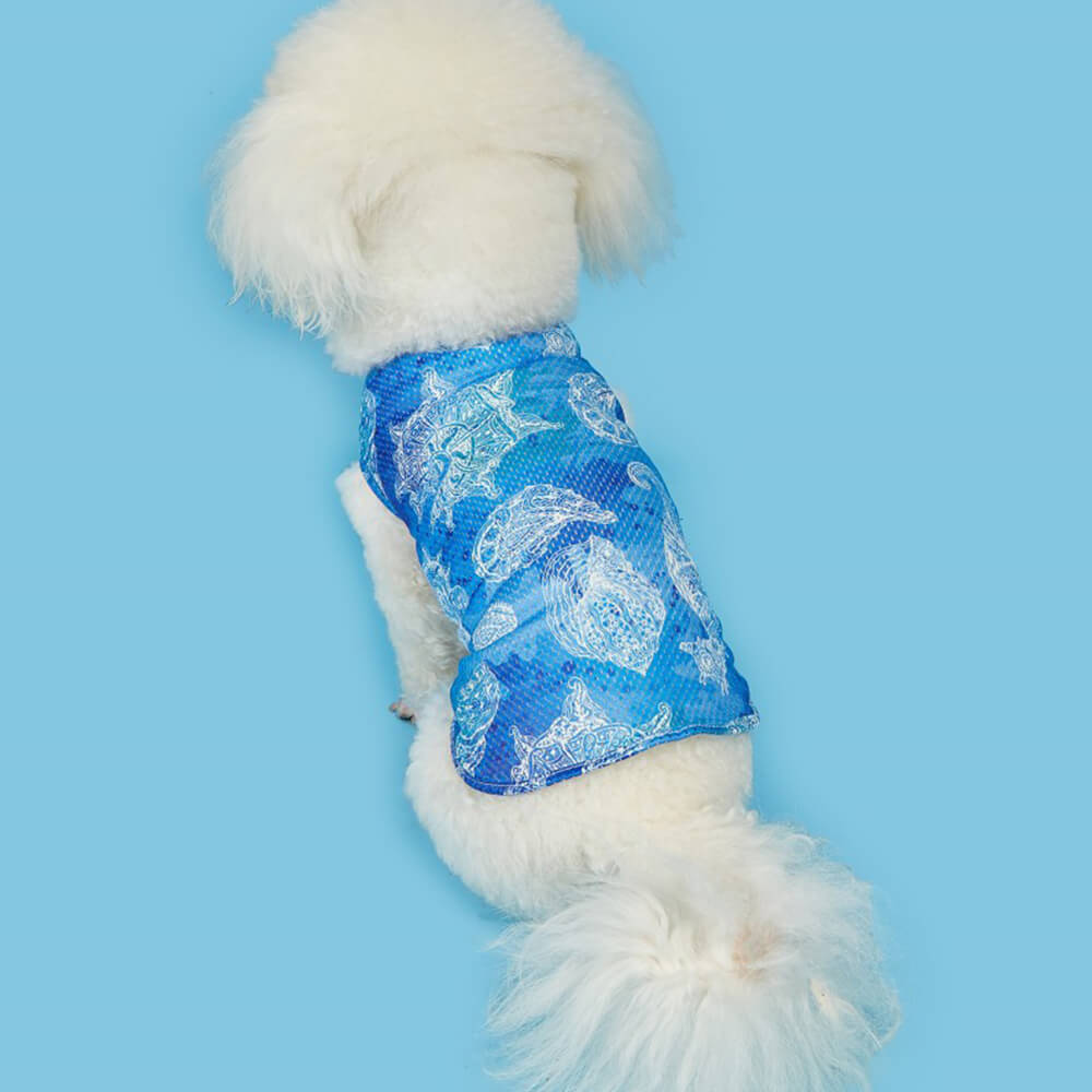 Ropa para mascotas con chaleco con estampado ondulado de caballito de mar Cool Feeling