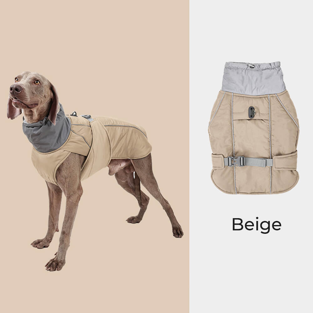 Wasserdichte, warme, reflektierende Hundejacke mit hohem Kragen