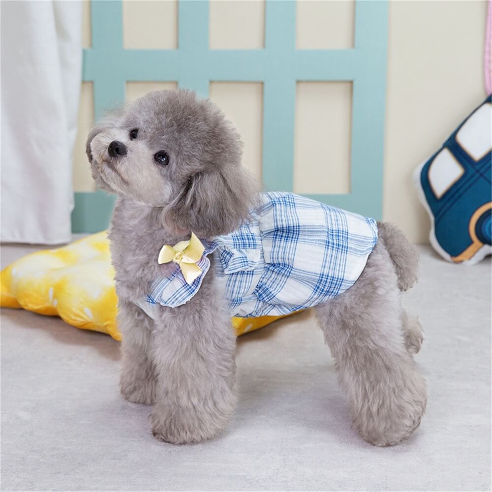 Fashionable Plaid Dog Dress with Ruffle Details - Perfect for Small Breeds