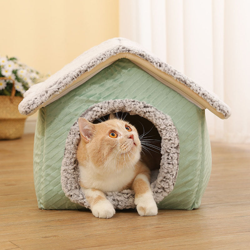 Cosy Sherpa Fleece Enclosed Cat House & Square Dog Bed