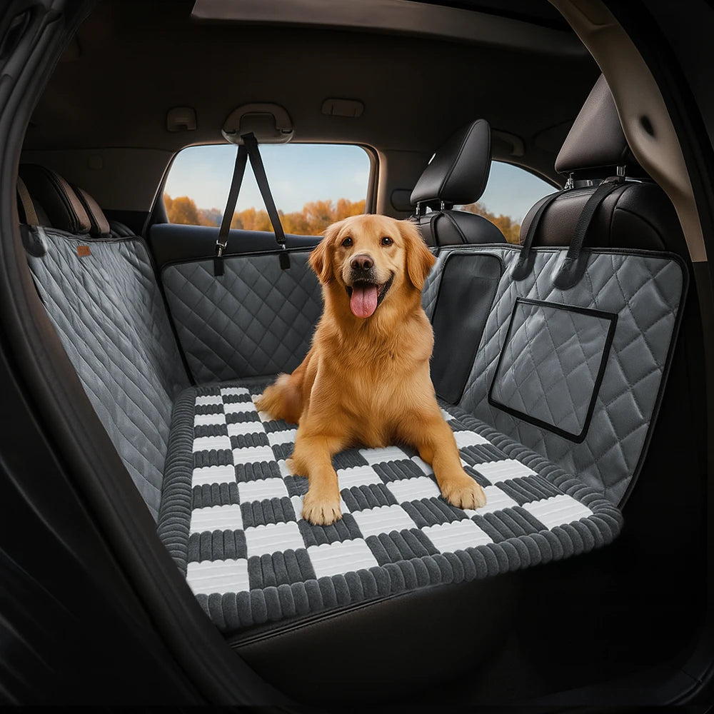 Premium Faux Leather Water-repellent Hammock Dog Car Seat Cover With Mat