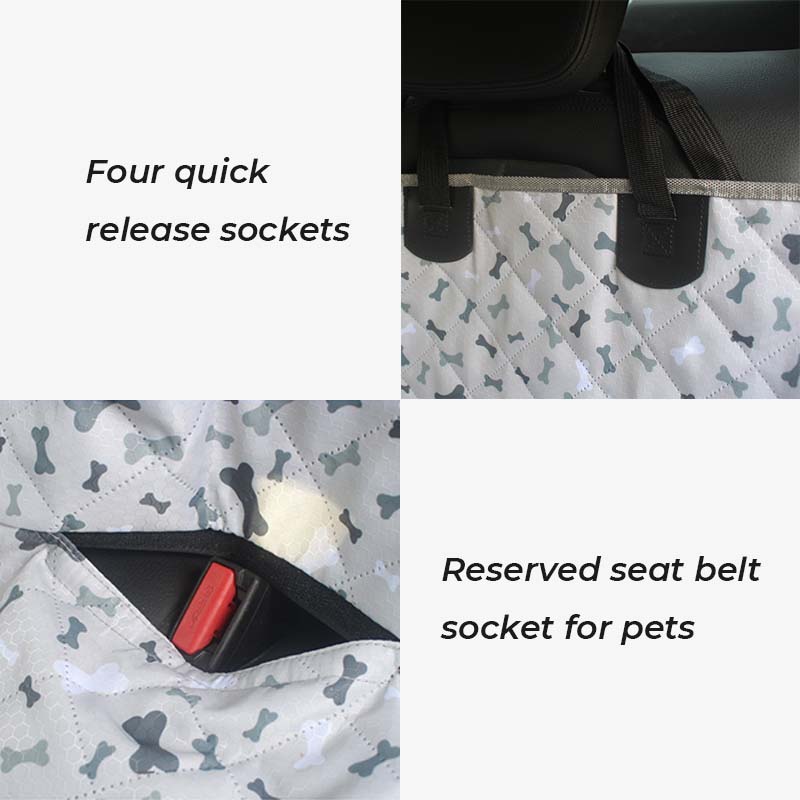 Bone Pattern Oxford Fabric Double Size Dog Car Seat Cover