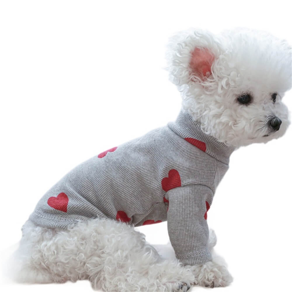 Cozy and Cute Heart Print Dog Sweater - Perfect for Chilly Days