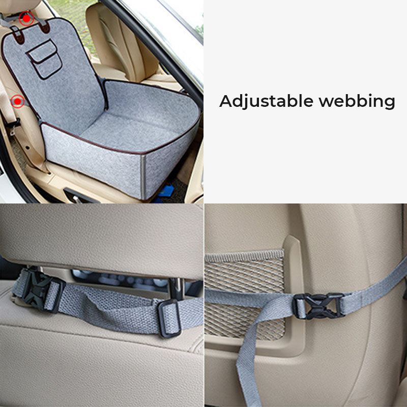 Cama con funda para asiento de coche para perros de tela de fieltro natural