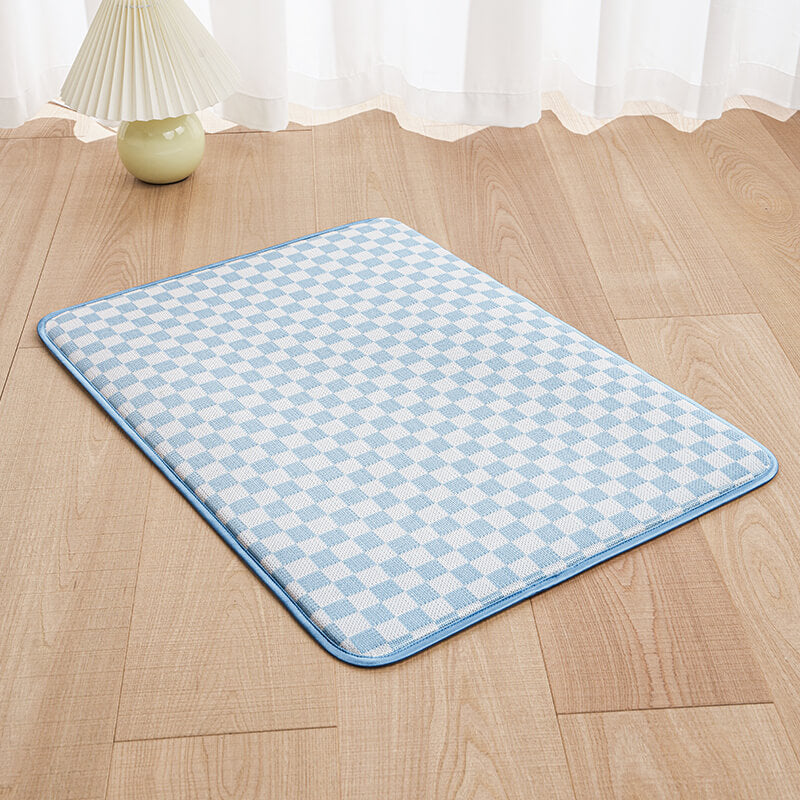 Tapis de couchage rafraîchissant pour chien en soie glacée en damier