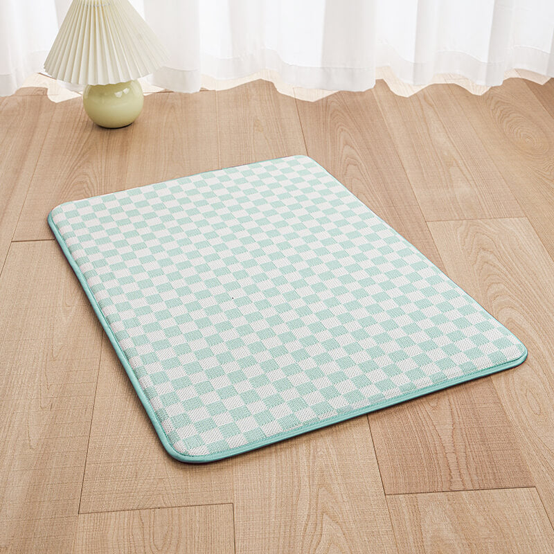 Tapis de couchage rafraîchissant pour chien en soie glacée en damier