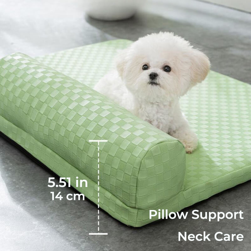 Cama para mascotas de cuero sintético con tablero de ajedrez, cama para perros resistente al agua y antiarañazos