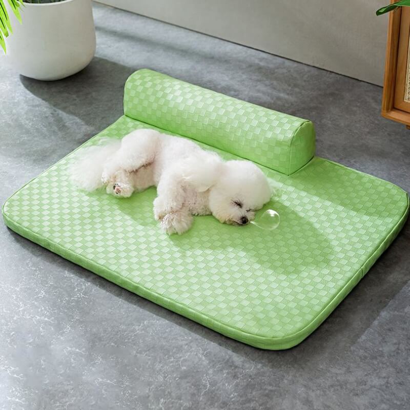 Cama para mascotas de cuero sintético con tablero de ajedrez, cama para perros resistente al agua y antiarañazos