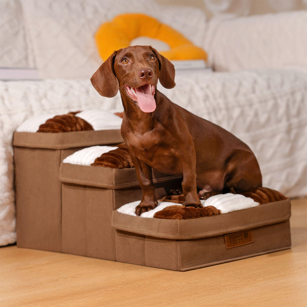 Escalier pour chien fabriqué à la main à carreaux en échiquier avec rangement - Multifonctionnel et pliable