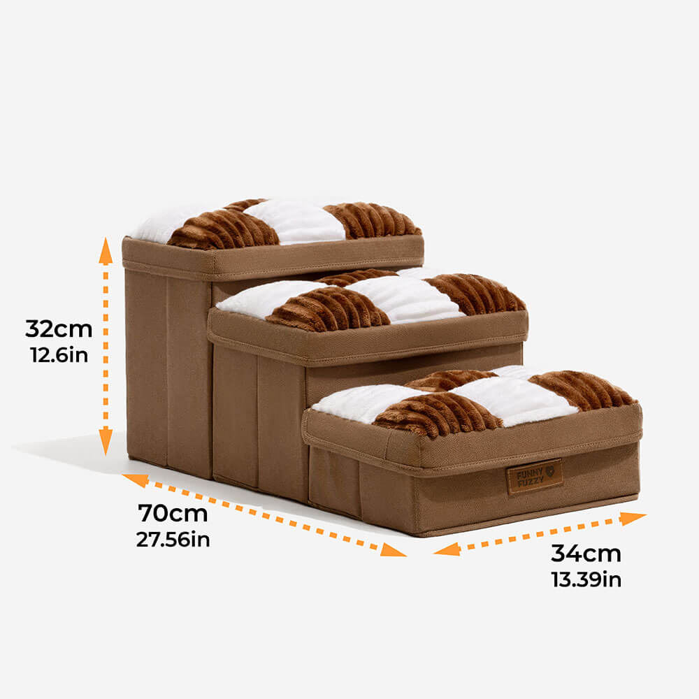 Escalier pour chien fabriqué à la main à carreaux en échiquier avec rangement - Multifonctionnel et pliable