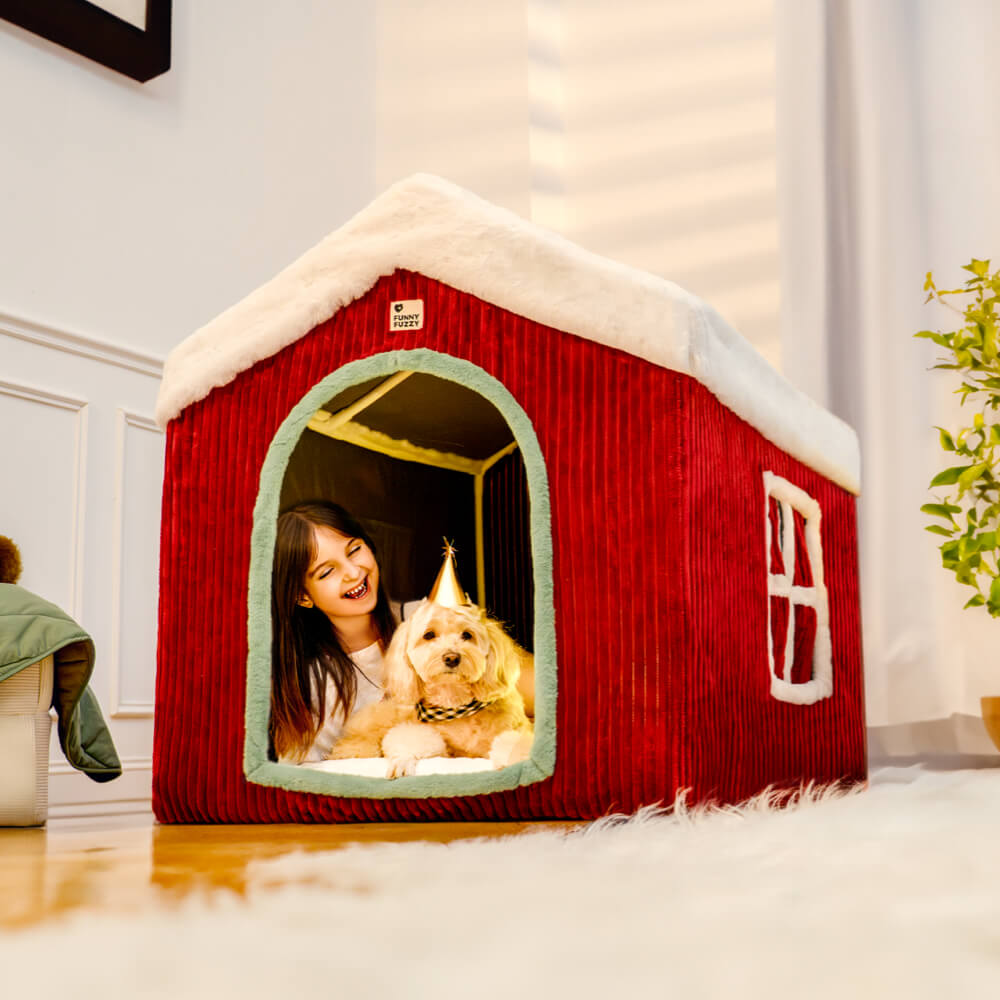 Weihnachts-Schneehaus, gemütliche Wärme, großes Hundehaus