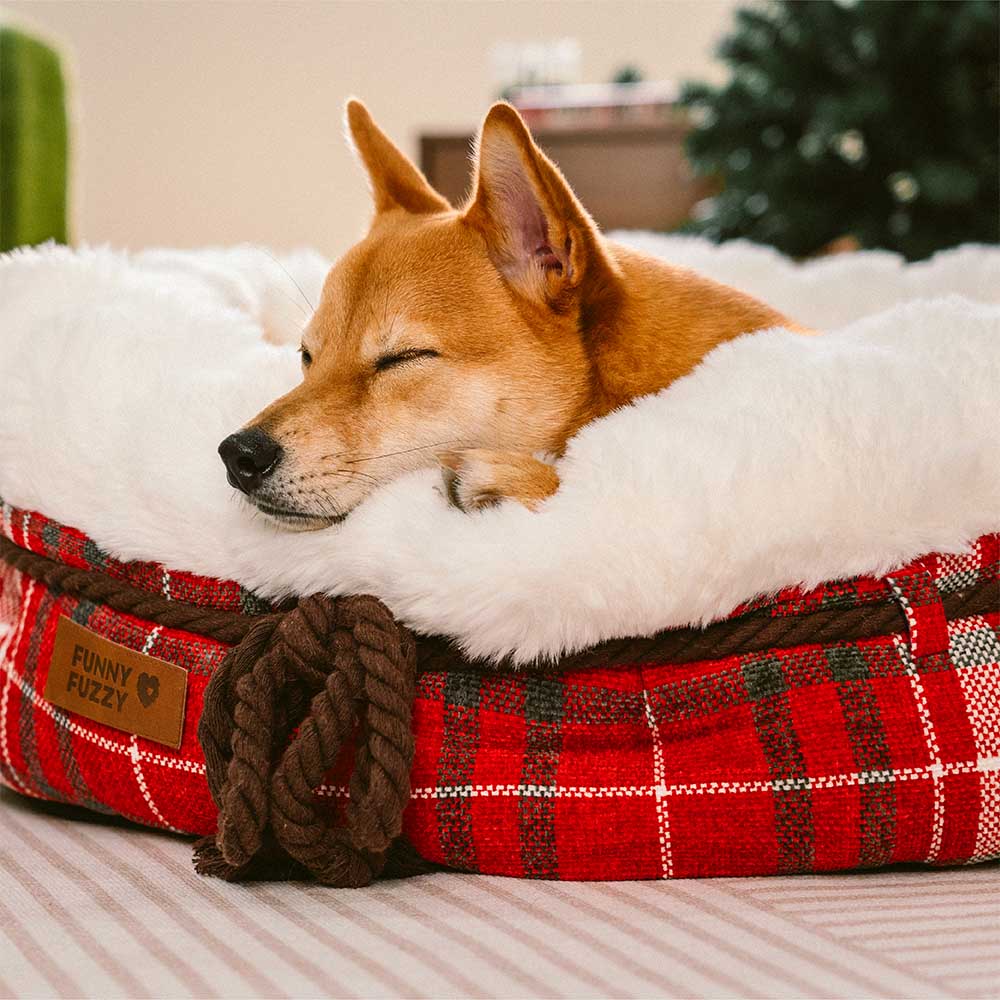 Classic Jacquard Plush Donut Dog Bed - Snuggle Den