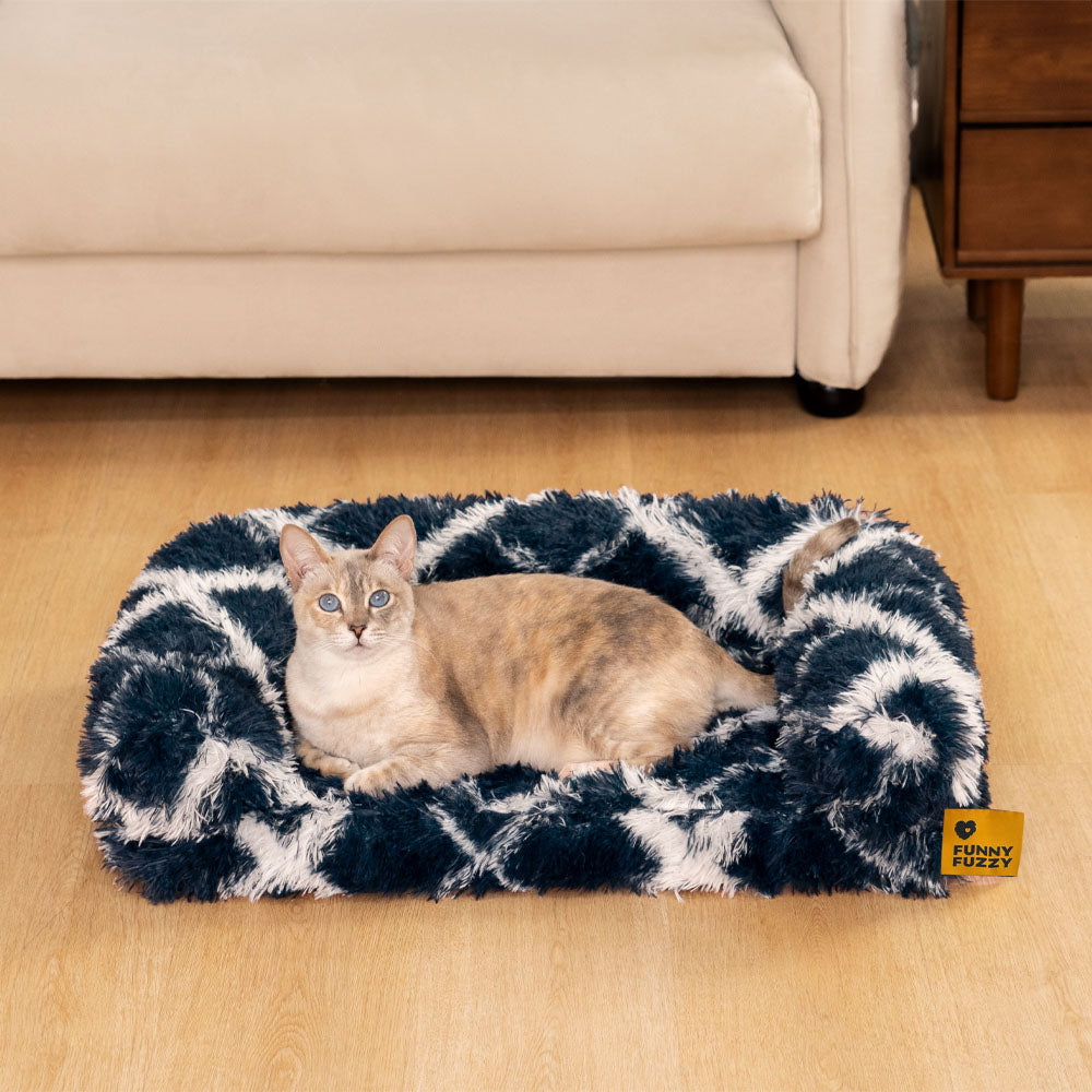 Classic Plaid Orthopedic Bolster Cat Sofa Bed - Cozy Comfort