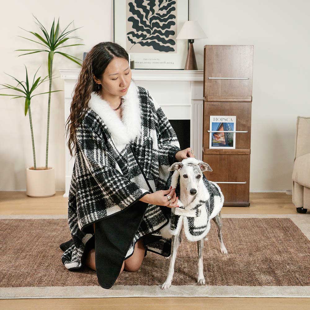 Classic Plaid Warmth Human & Dog Poncho - Festive Companions