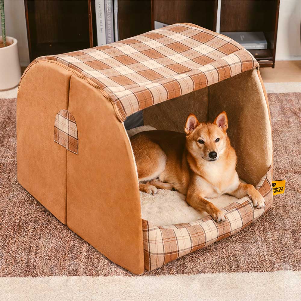 Klassisches orthopädisches Hundebett von Plaid House – warmer Rückzugsort