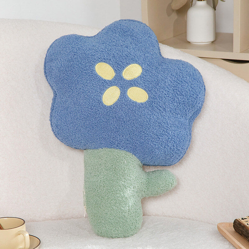 Hautfreundliches Teddy-Fleece-Sofakissen mit bunten Blumen