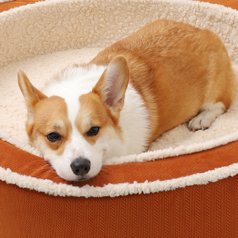 Cama para perros con soporte ortopédico redondo, acogedora y cálida