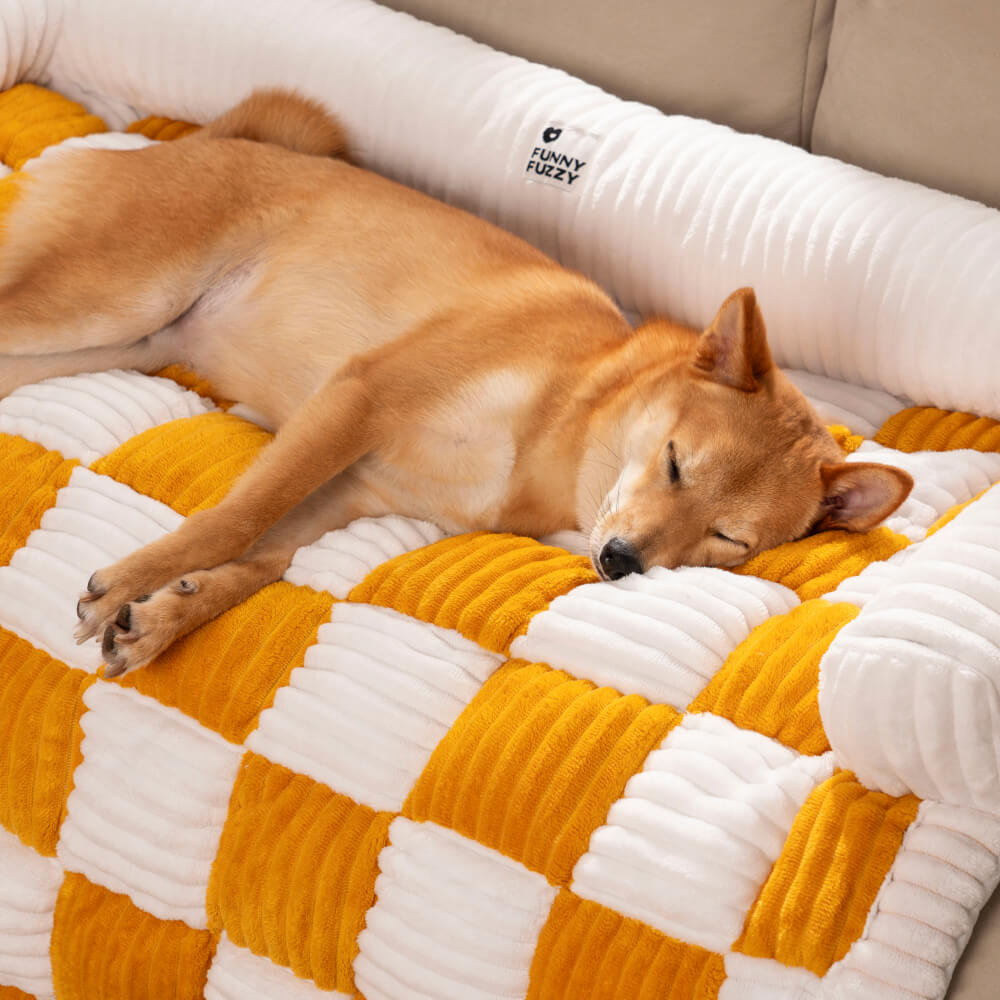 Housse de canapé confortable à carreaux en patchwork pour animaux de compagnie, protection de meubles