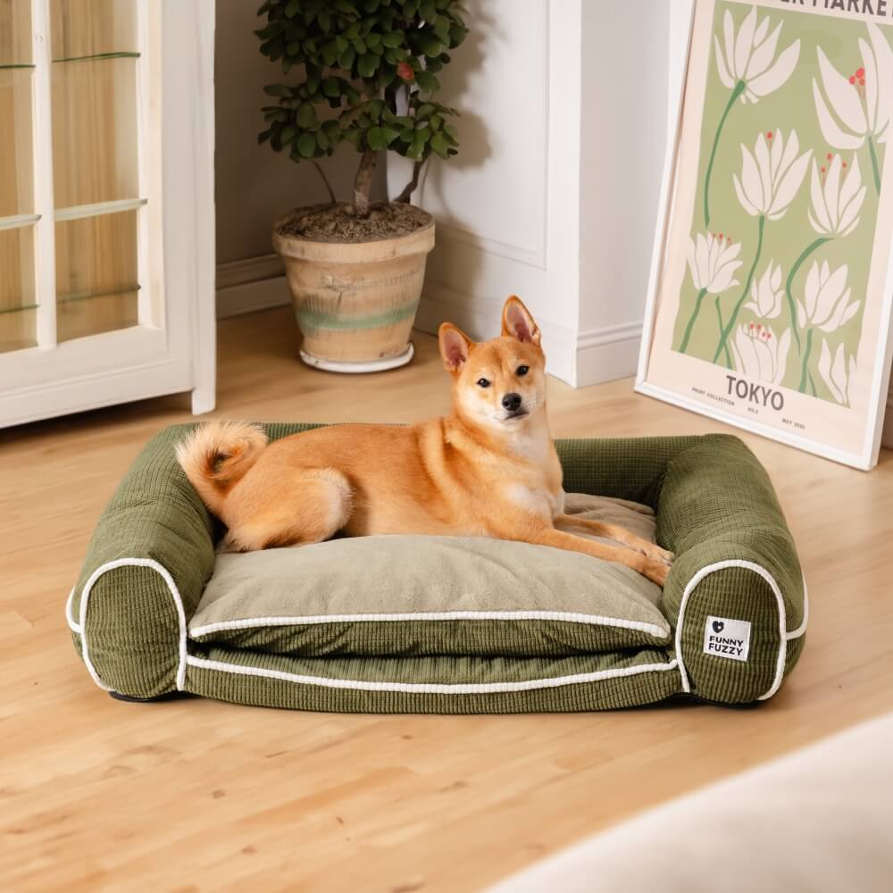 Canapé-lit orthopédique pour chien à double couche en flanelle de luxe