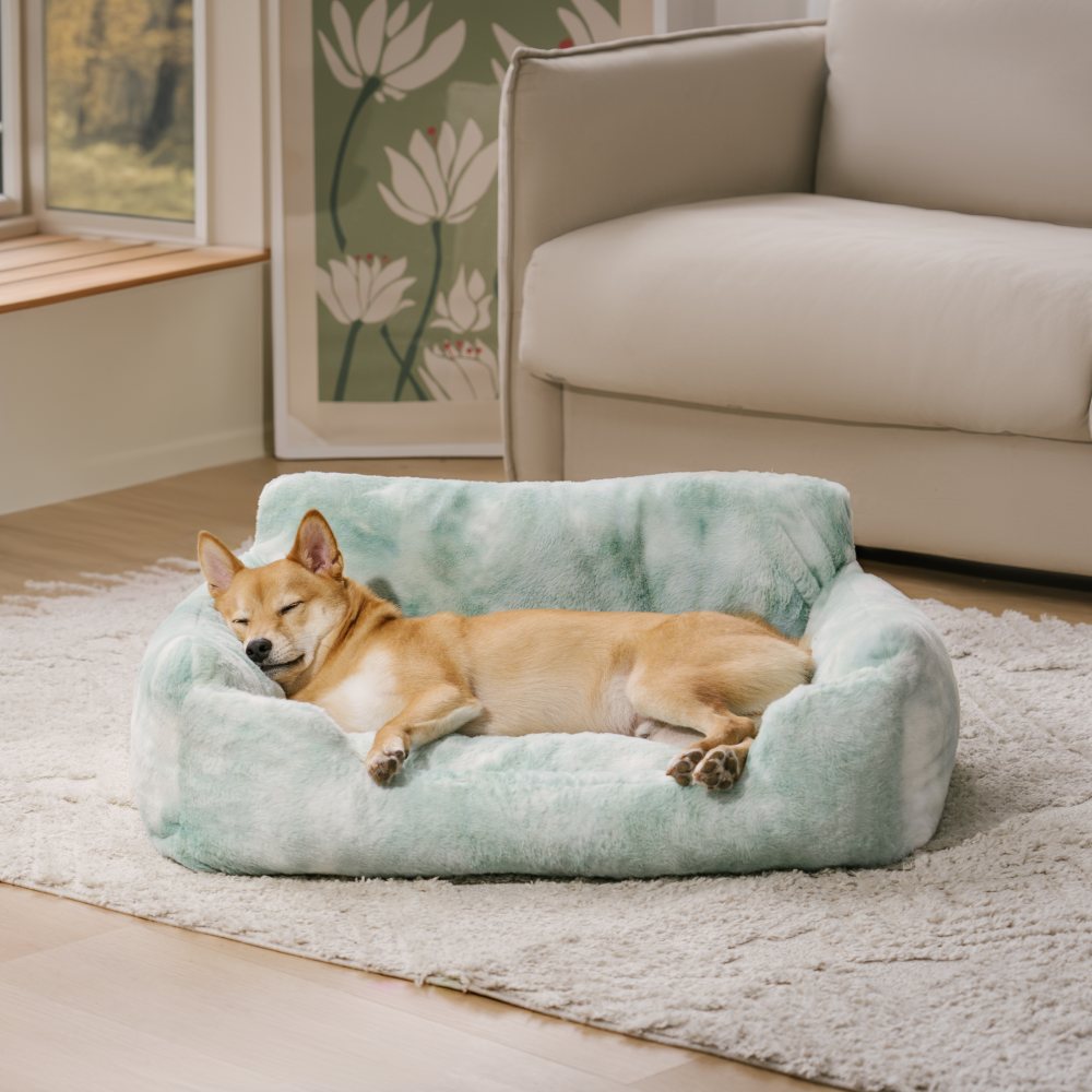 Dreamy Rainbow Color Plush Cozy Dog Sofa Bed