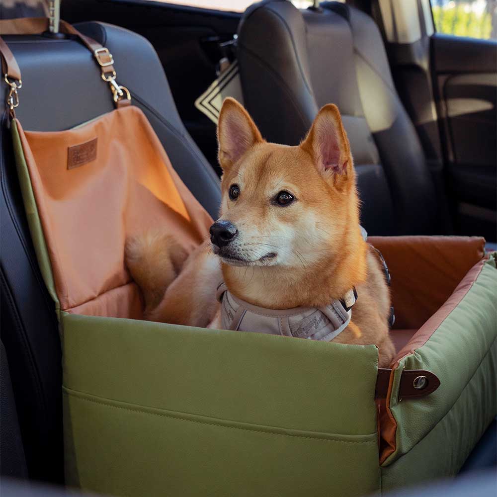 Elevated Faux Leather Deluxe Dog Car Seat Booster Bed - Urban Voyager