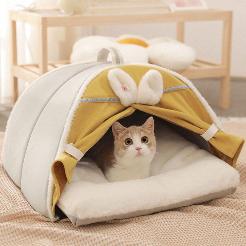 Lit de maison pour chat avec oreilles de lapin