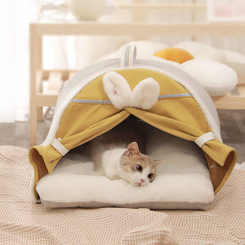 Lit de maison pour chat avec oreilles de lapin