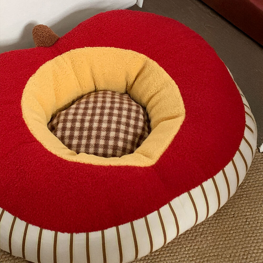 Apple Shaped Soft Plush Washable Cozy Dog & Cat Bed