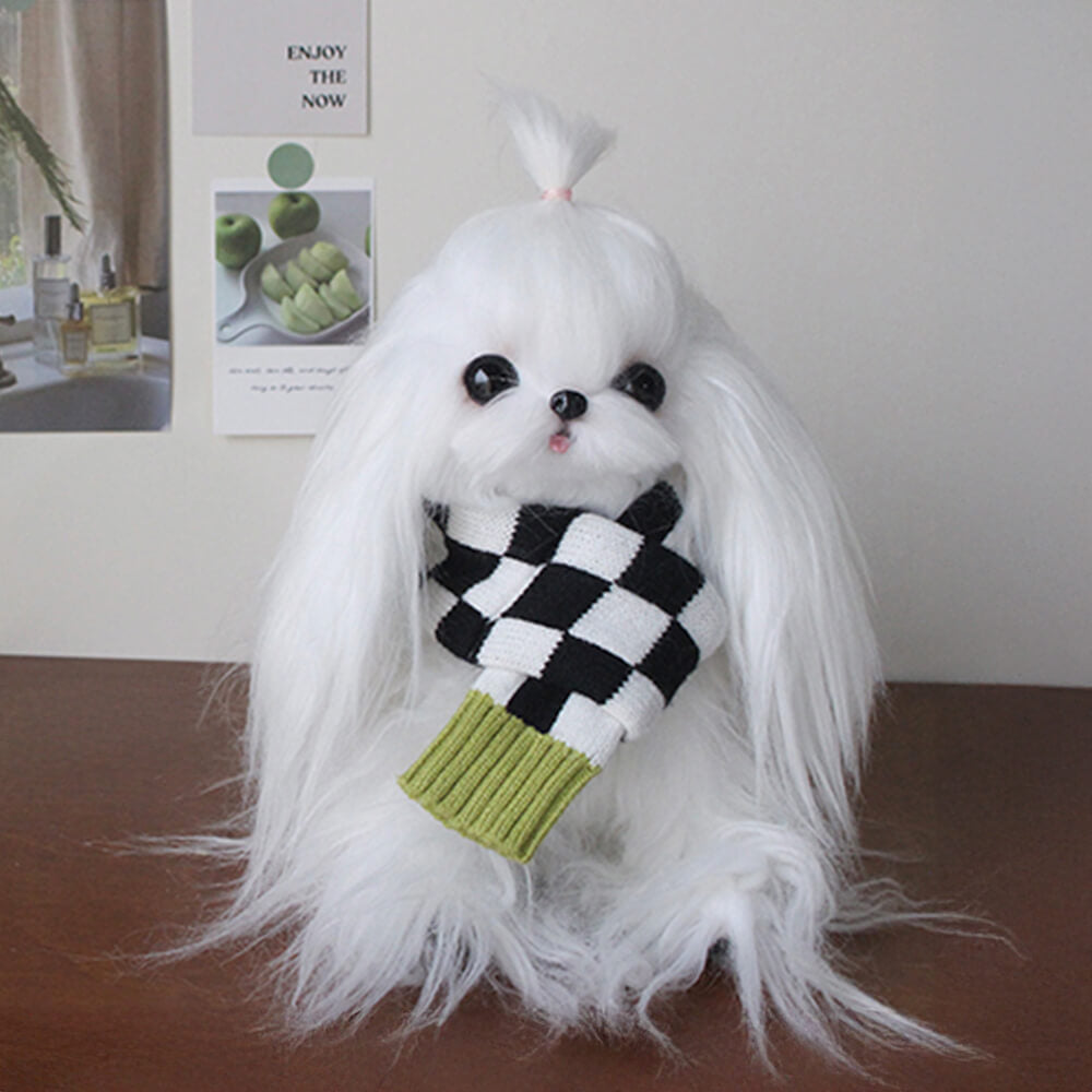 Classic Checkered Knit Cozy & Stretchable Warm Dog & Cat Scarf