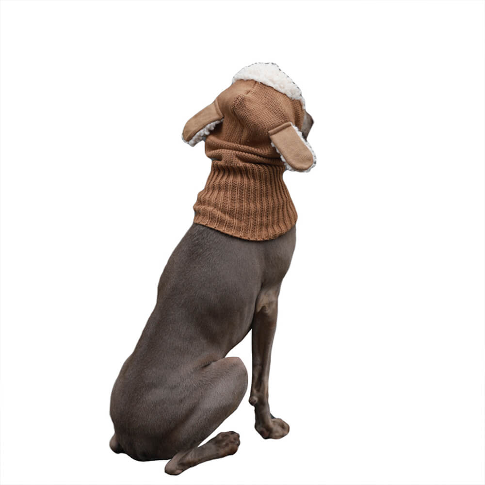 Cozy Neck Warmth Knitted Faux Lamb Ear Flap Dog Hat