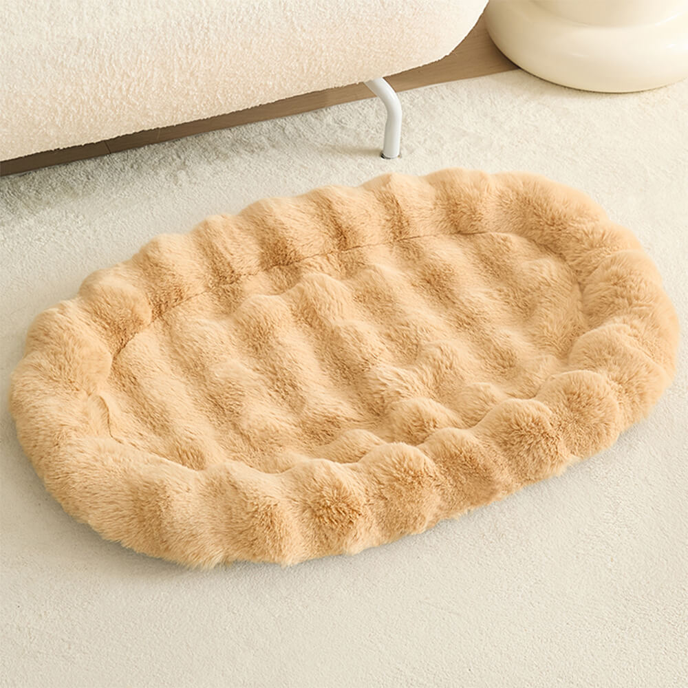 Elliptical Faux Rabbit Fur Sponge Support Multi-Functional Dog & Cat Mat