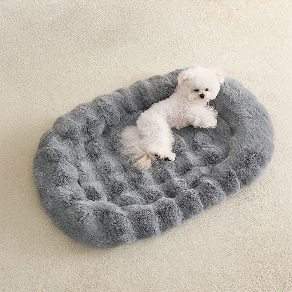 Elliptical Faux Rabbit Fur Sponge Support Multi-Functional Dog & Cat Mat