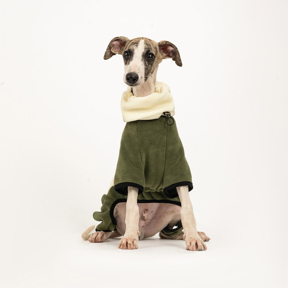 Four-Legged Warm Polar Fleece Dog Coat with Detachable Turtleneck