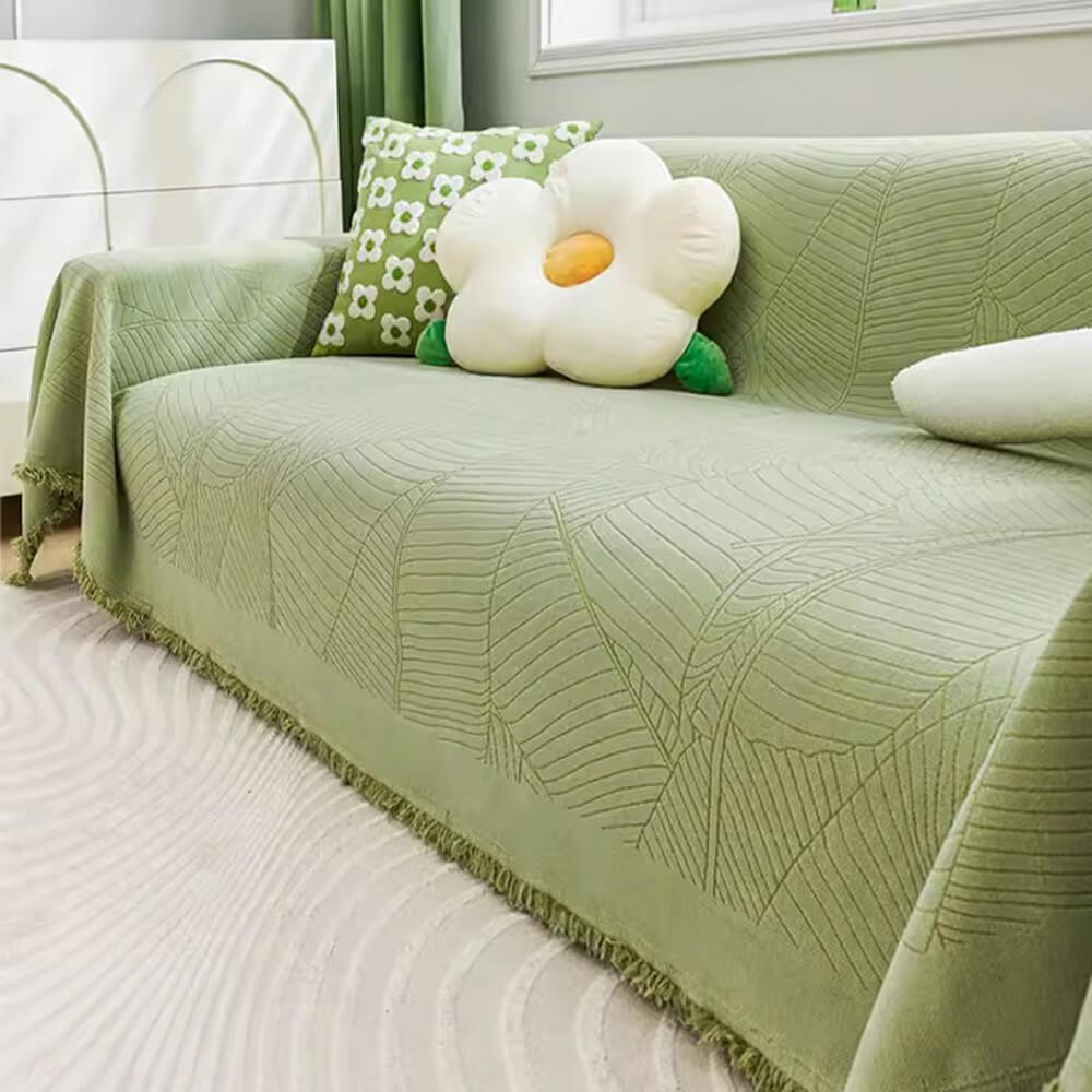 Chenille Large Leaf Full Coverage Thickened Anti-Scratch Couch Cover