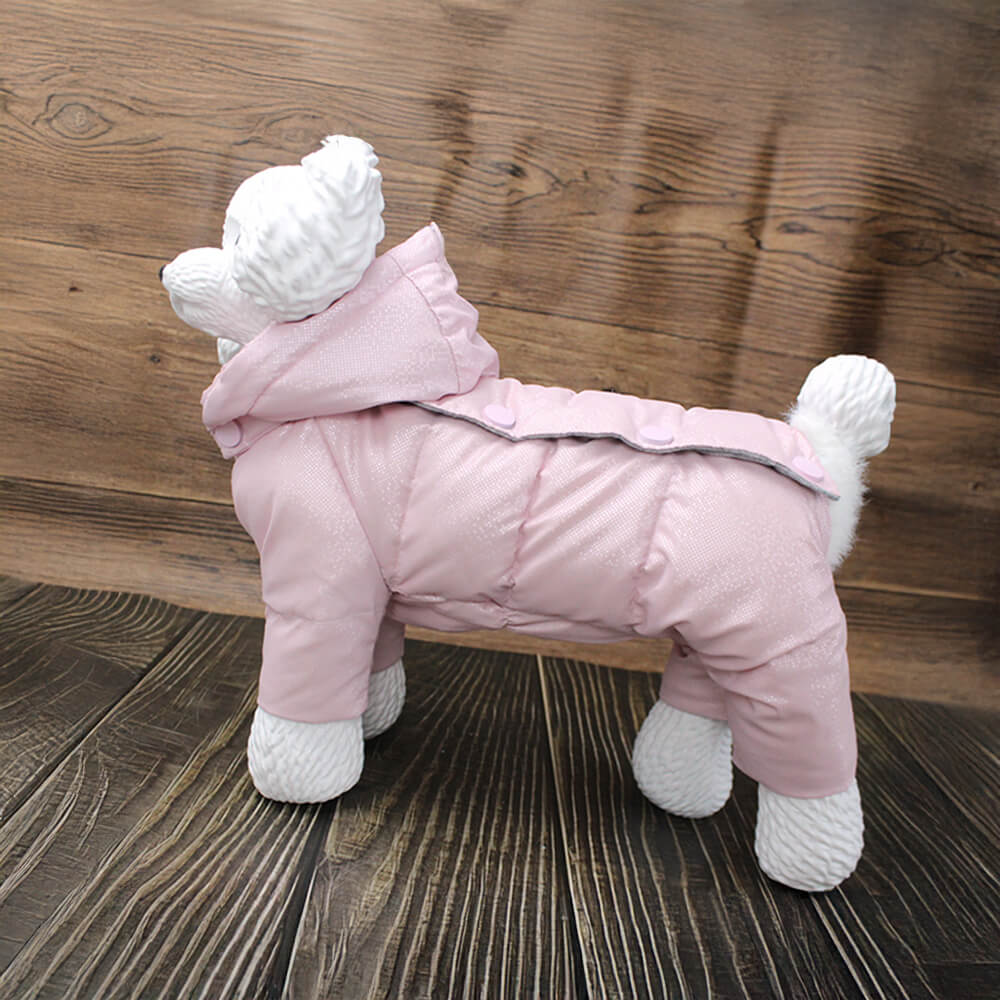 Manteau à capuche imperméable et confortable pour chien, luxueux et confortable à clipser dans le dos