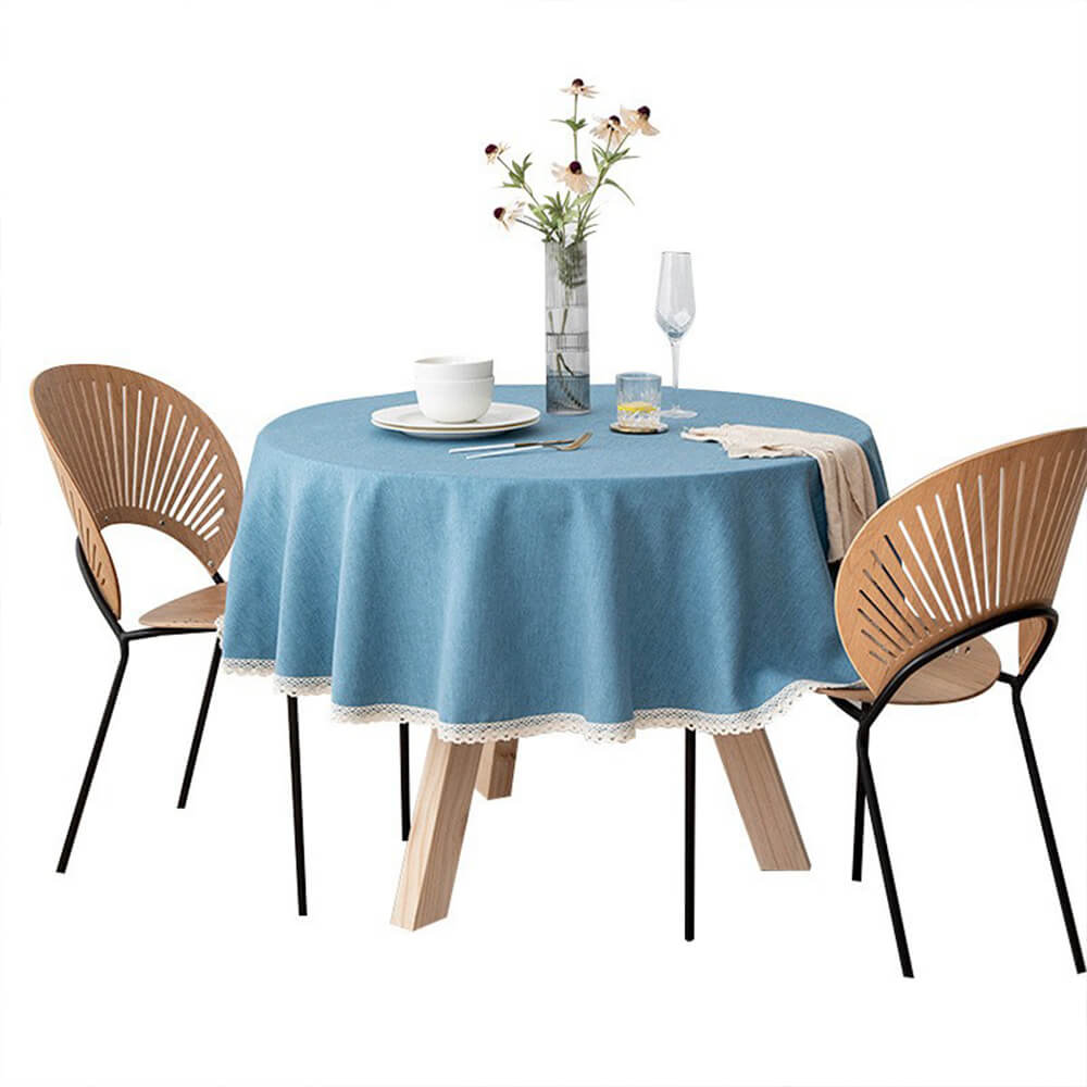 Minimalist Linen Waterproof and Oil-Resistant Easy-Care Round Tablecloth