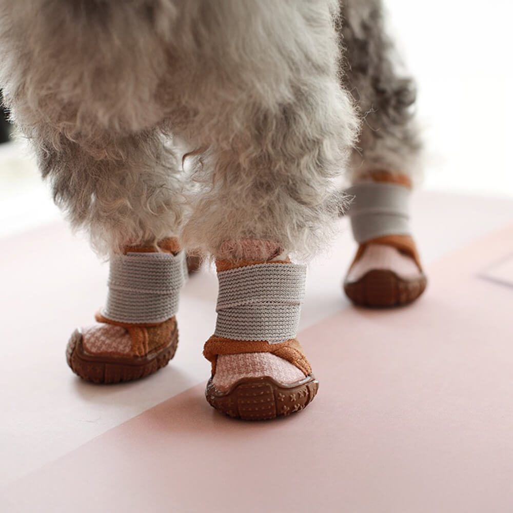 Mit Plüsch gefütterte, wasserdichte, langlebige und rutschfeste Hundestiefel mit Klettverschluss