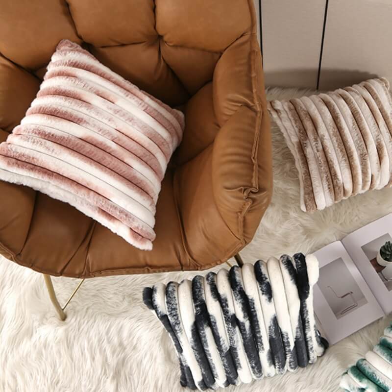 Soft Plush Color-block Throw Pillow