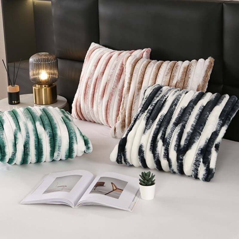 Soft Plush Color-block Throw Pillow