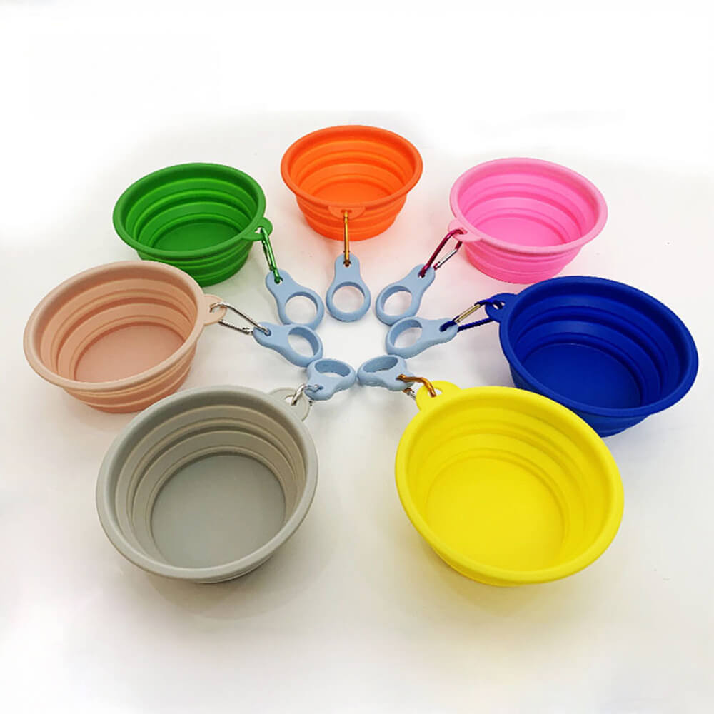 Portable Foldable Expandable Silicone Dog Food & Water Bowl