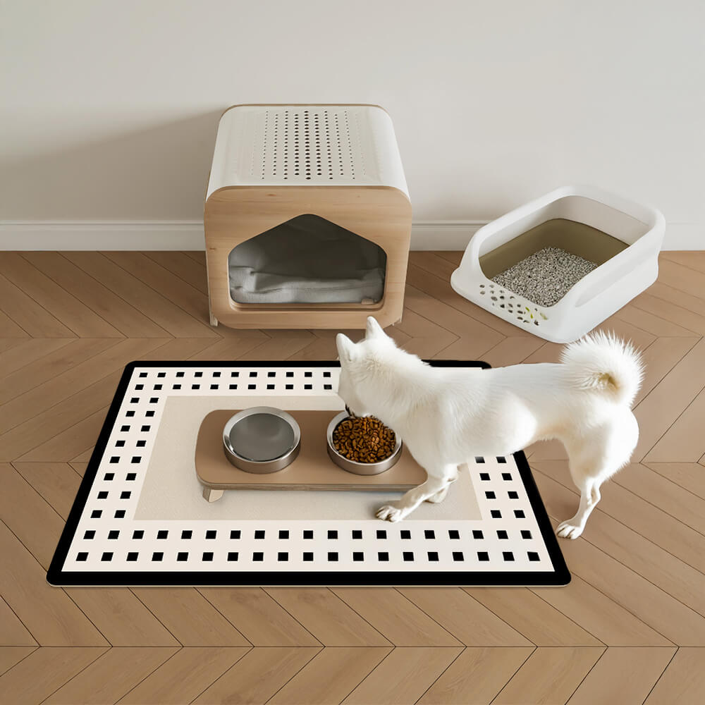 Simple Geometric Diatomite Backing Absorbent Pet Feeding Mat