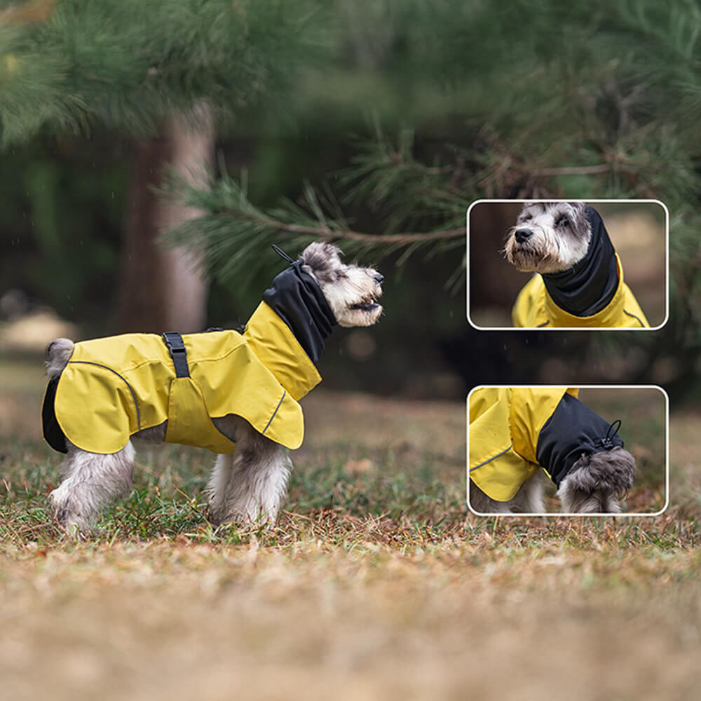 Poncho imperméable léger et réfléchissant à col roulé pour chien, imperméable et réglable