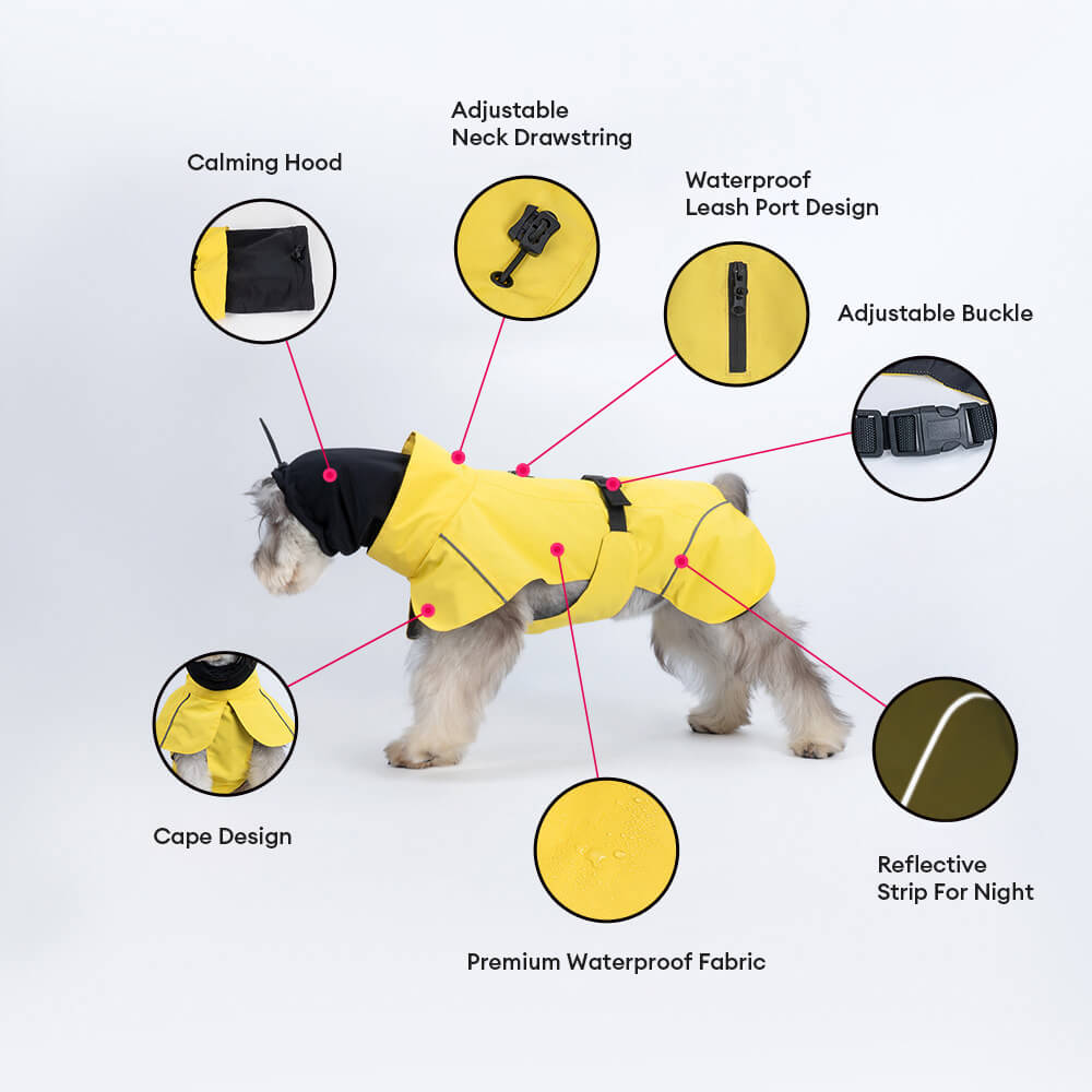 Poncho imperméable léger et réfléchissant à col roulé pour chien, imperméable et réglable