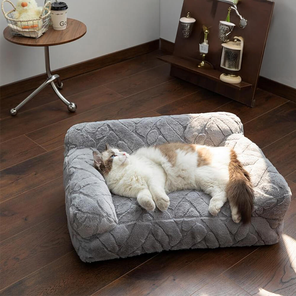 Lit chaud en jacquard pour chien et chat en fausse fourrure de lapin ultra doux