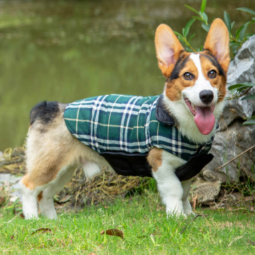 Ultra-Warm Plaid Turtleneck Skin-Friendly Velcro Dog Jacket