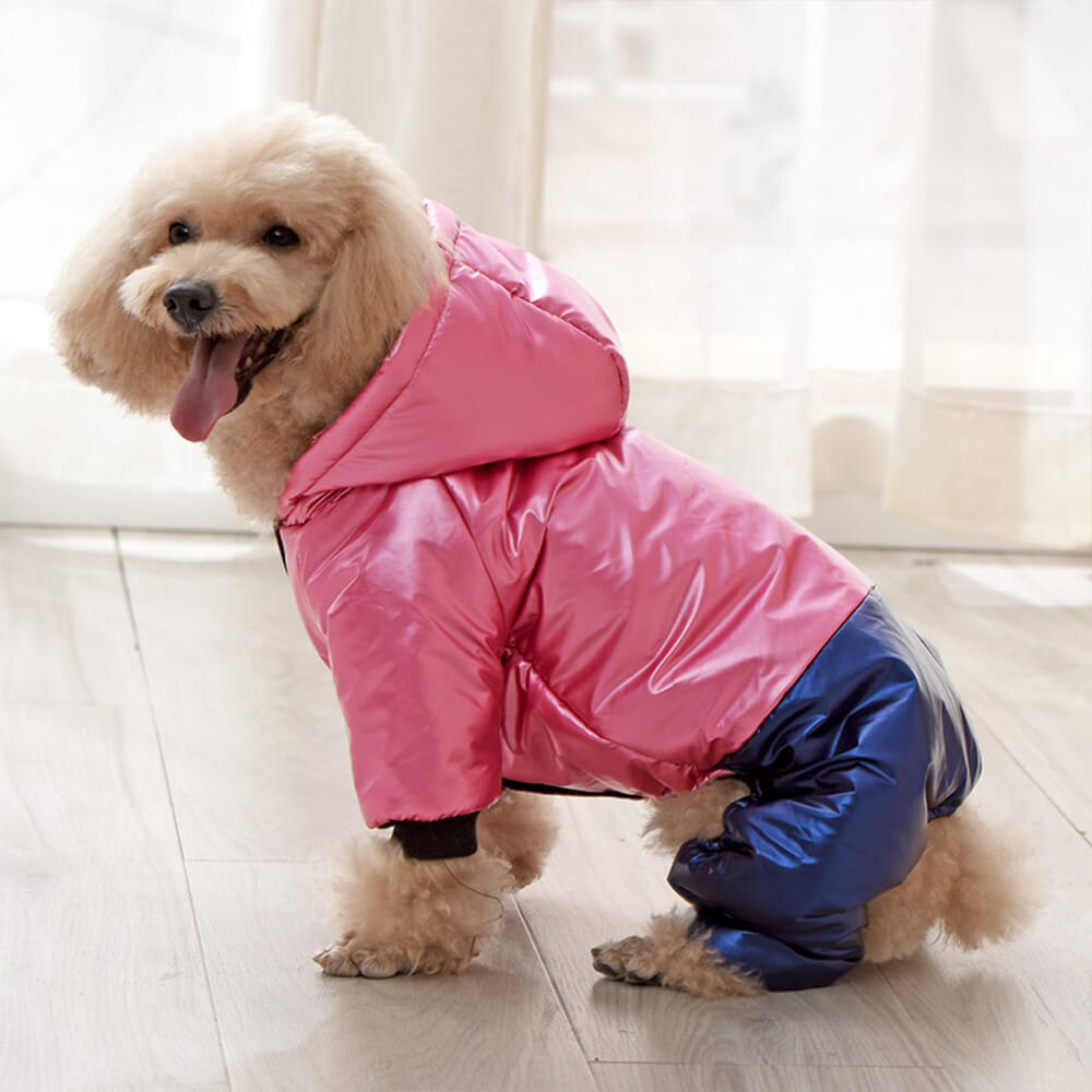 Waterproof Windproof Warm Dog Hooded Coat with Snap Closure