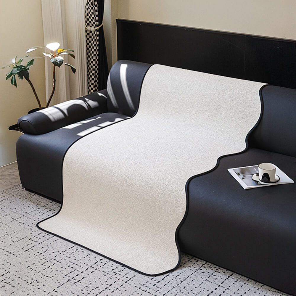 Water-repellent Teddy Fleece Non-Slip Straight Couch Cover
